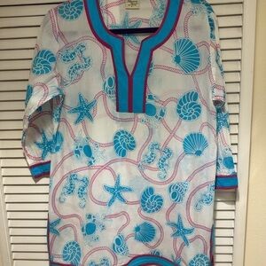 Advance Apparels. Blue and Pink Sea Life Tunic Top